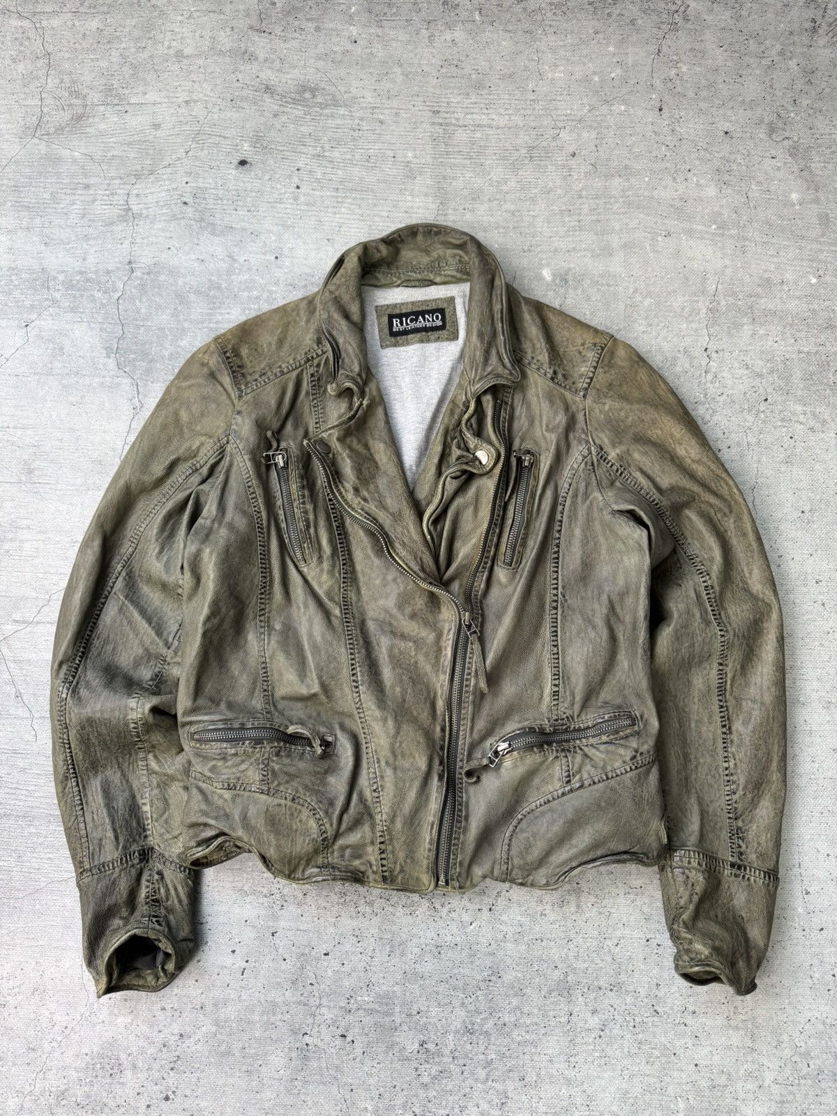 Genuine Leather Y2K Asymmetrical zip Leather jacket Rick Owens VTG STYLE Size XL / US 12-14 / IT 48-50 - 1 Thumbnail