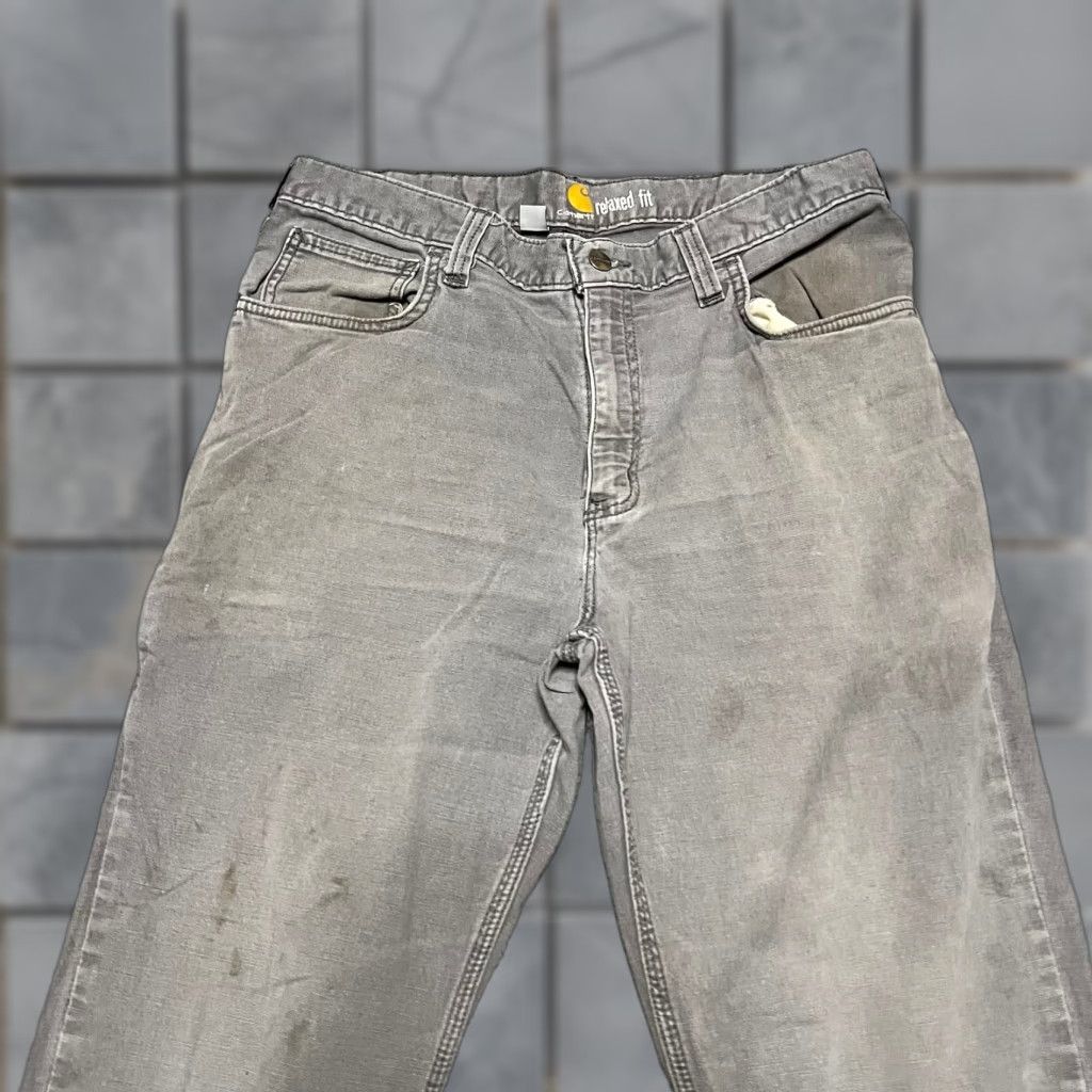 Carhartt Carhartt Pants Mens 34 x34 Gray Relaxed Canvas Distressed Work Chino Regular Mens 34 Gray 32in Inseam Size US 34 / EU 50 - 1 Thumbnail