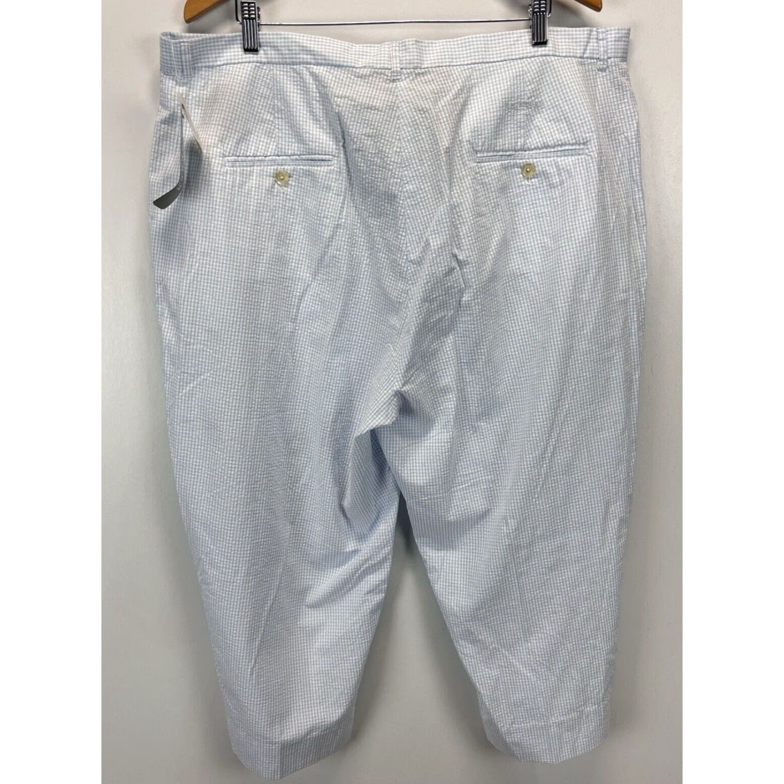 Ralph Lauren VINTAGE Lauren Ralph Lauren Seersucker Pedal Pusher Pants Capris Womens Plus Size 22W Blue White Beach Casual Size 40" / US 18 - 3 Thumbnail