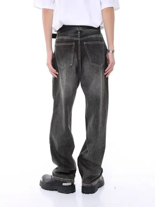 Japanese Brand VIBE Washed Cat Whiskers Design Black Gray Baggy Jeans Size US 34 / EU 50 - 4 Thumbnail