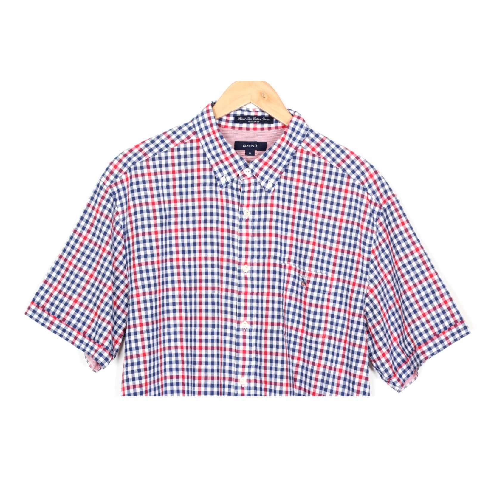 Gant GANT River Inn Casual Shirt Men Short Sleeve Oxford Linen Cotton Multicoloured Check XL Regular Shirt Mens Size US XL / EU 56 / 4 - 3 Thumbnail