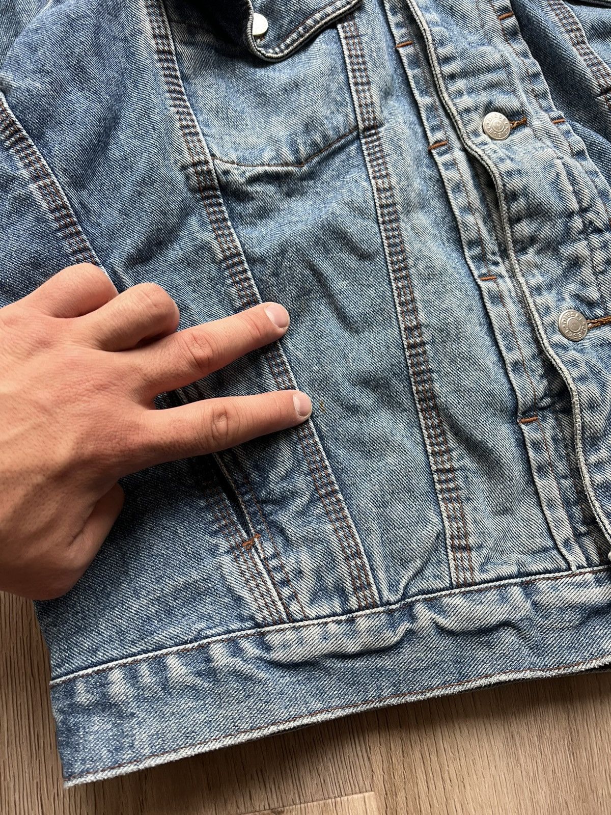 Diesel × Vintage Vintage 90s Diesel Washed Blue Denim Bomber Jacket Size US L / EU 52-54 / 3 - 4 Thumbnail