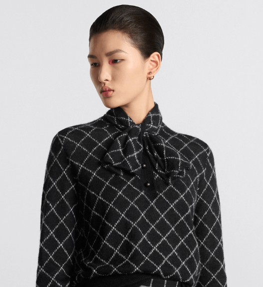 Dior o1w1db11225 454S17 Tied Collar Sweater in Black/White Size S / US 4 / IT 40 - 5 Thumbnail