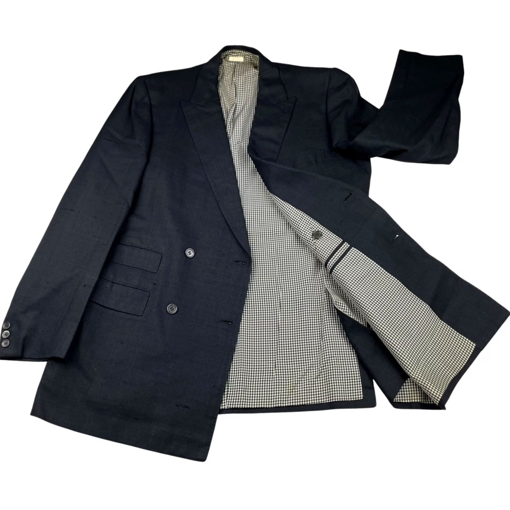 Brioni Brioni Blazer Shirt? No, Brioni Blazer 100% Silk Double Breasted Black 40R US Italy Mens Blazer Notch Lapel Four-Button Front Vintage? No Size 40R - 3 Thumbnail