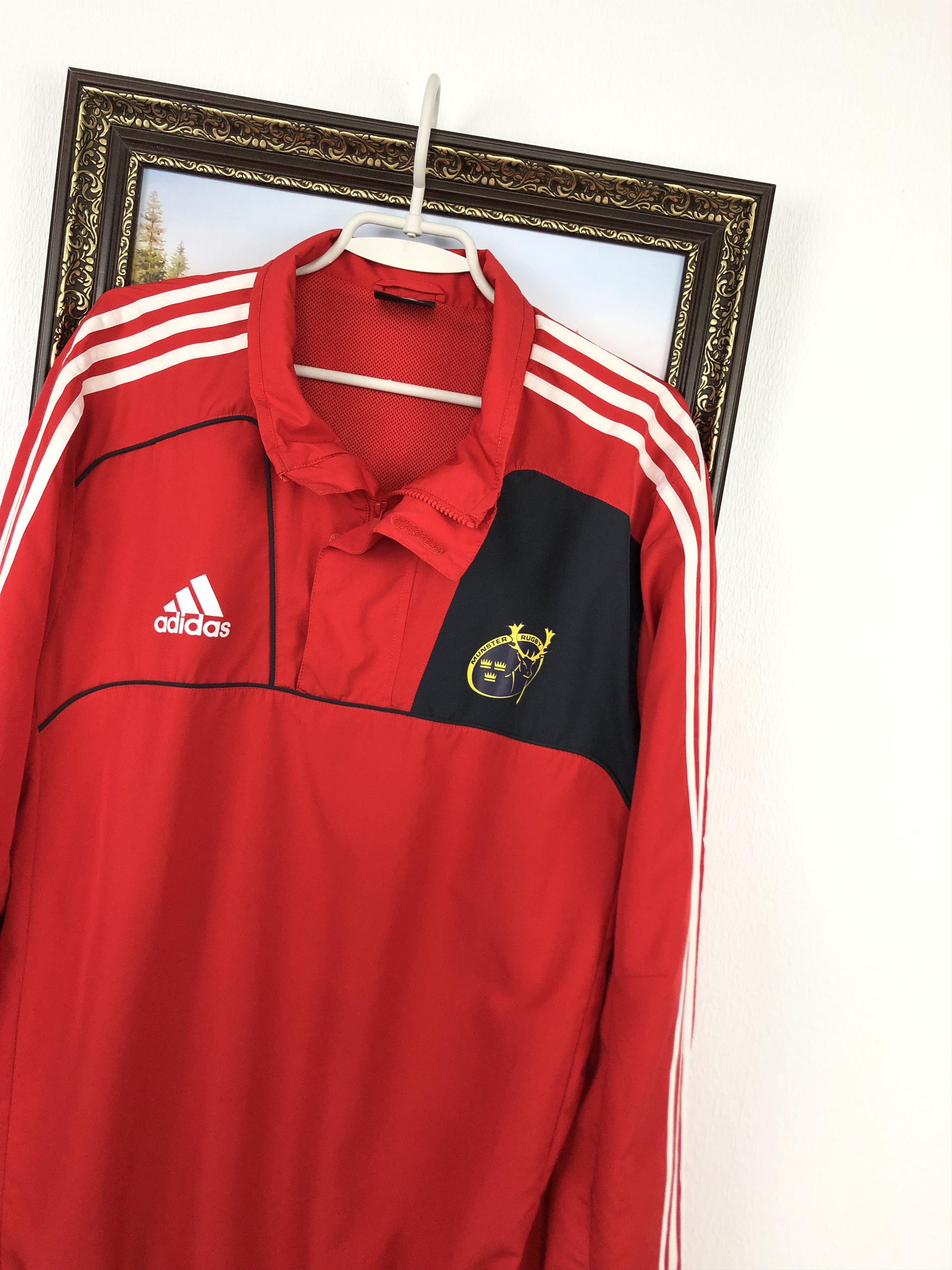 Adidas Vintage Munster Rugby Adidas Jacket Track Top Rare Red Size US L / EU 52-54 / 3 - 4 Thumbnail