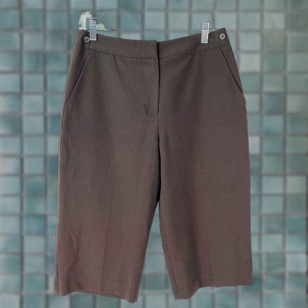 Vintage Larry Levine Womens Stretch Flat Front Straight Leg Brown Capri Pants Size 8 Size 30" / US 8 / IT 44 - 1 Thumbnail