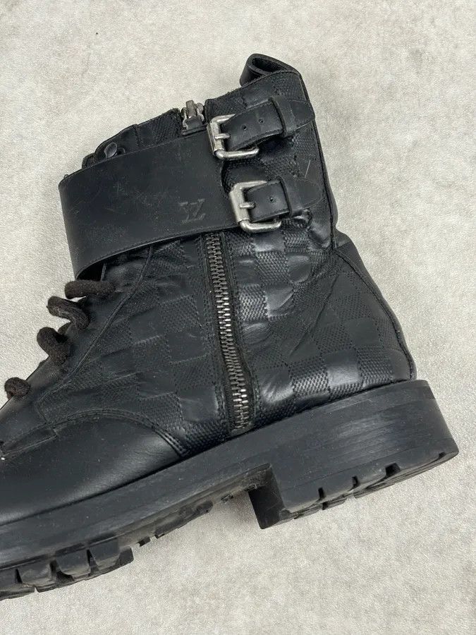 Louis Vuitton Louis Vuitton Black Leather Damier Lace-Up Boots Size US 7 / EU 40 - 13 Thumbnail