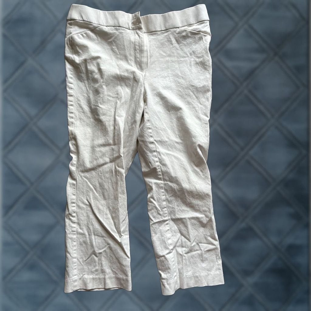 Vintage Chico's Pants White Knit High Rise Ankle Straight Leg 0 Regular Women Stretch Machine Washable Size 25" / US 0 / IT 36 - 1 Thumbnail