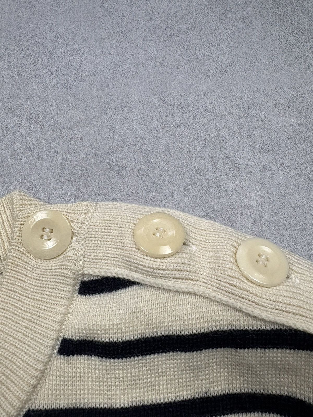 AMI AMI Merino Wool Striped Knit Sweater Button Shoulder Breton Size M / US 6-8 / IT 42-44 - 11 Thumbnail