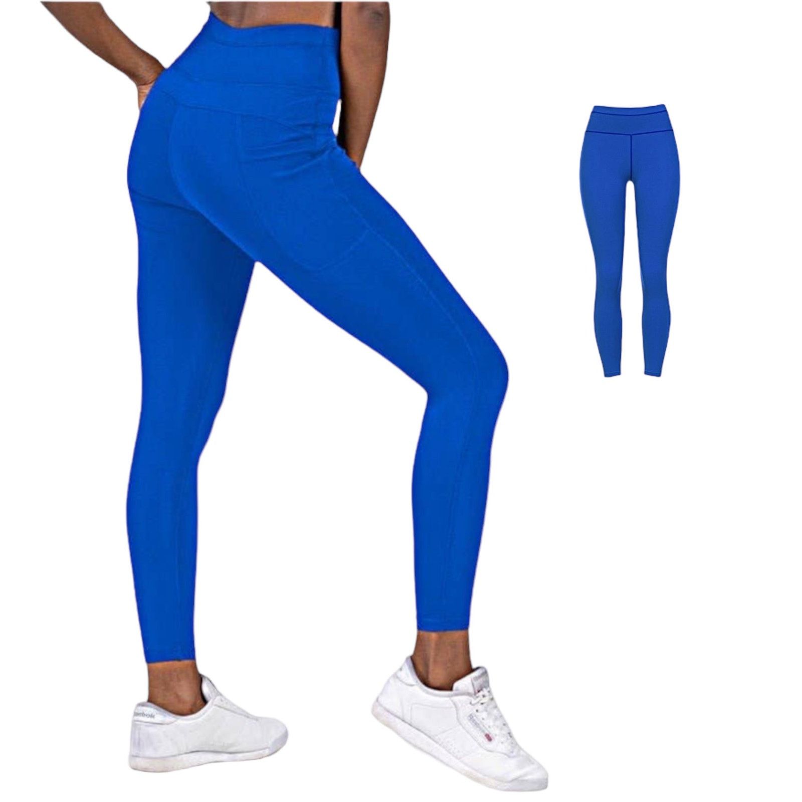 Nordstrom Stylish Cobalt Blue Pocket Panel Leggings | Medium Size 30" / US 8 / IT 44 - 5 Thumbnail