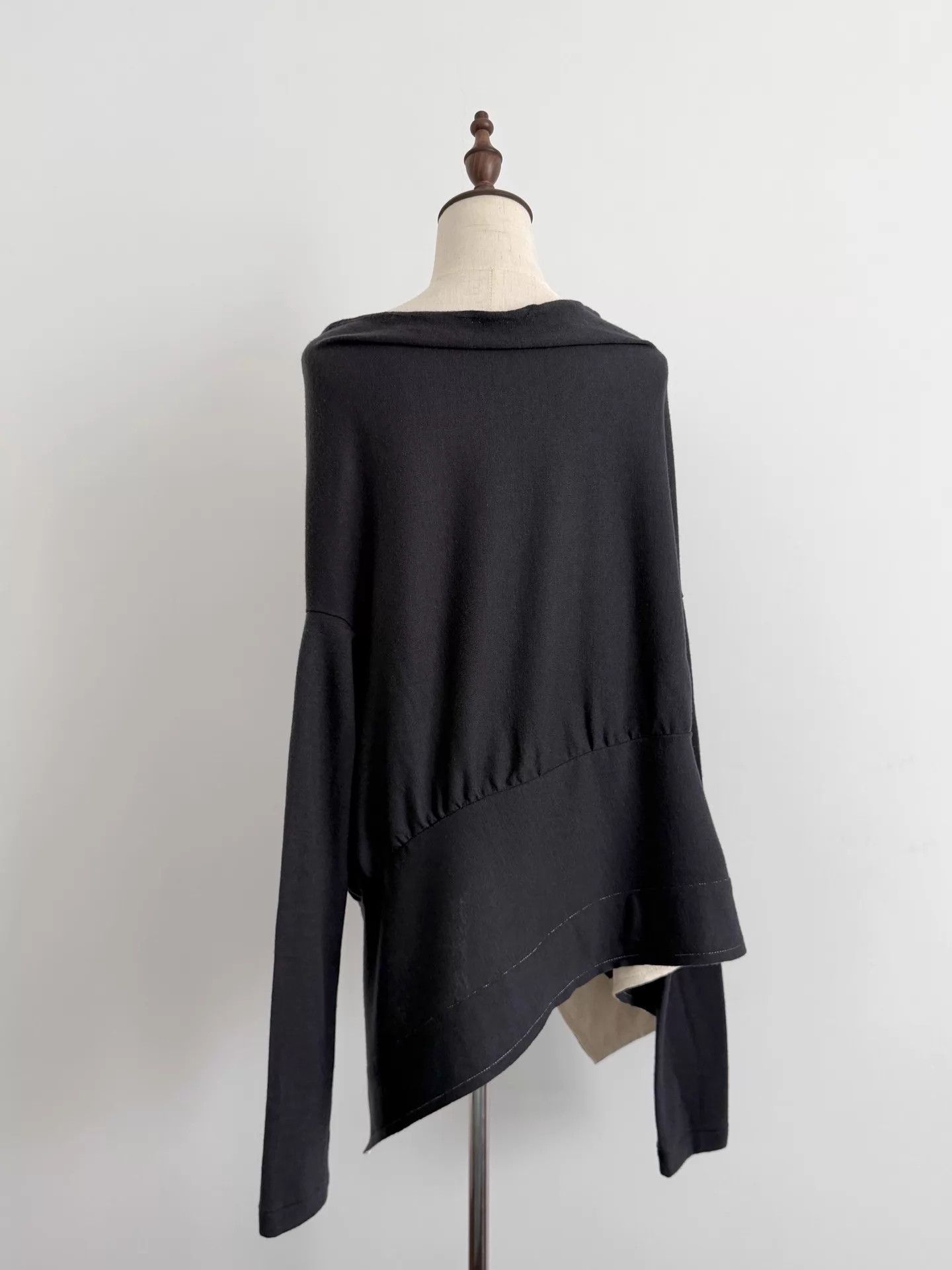 Y's Y's Asymmetric 2-Way Wool Coats Dark Gray Size ONE SIZE - 4 Thumbnail