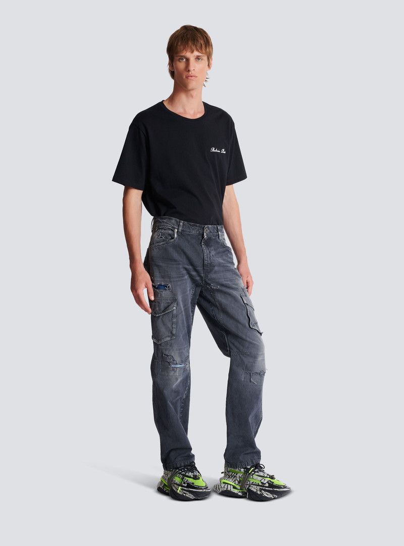 Balmain o1y0426 Cargo Denim Pant in Dark Gray Size US 31 - 4 Thumbnail
