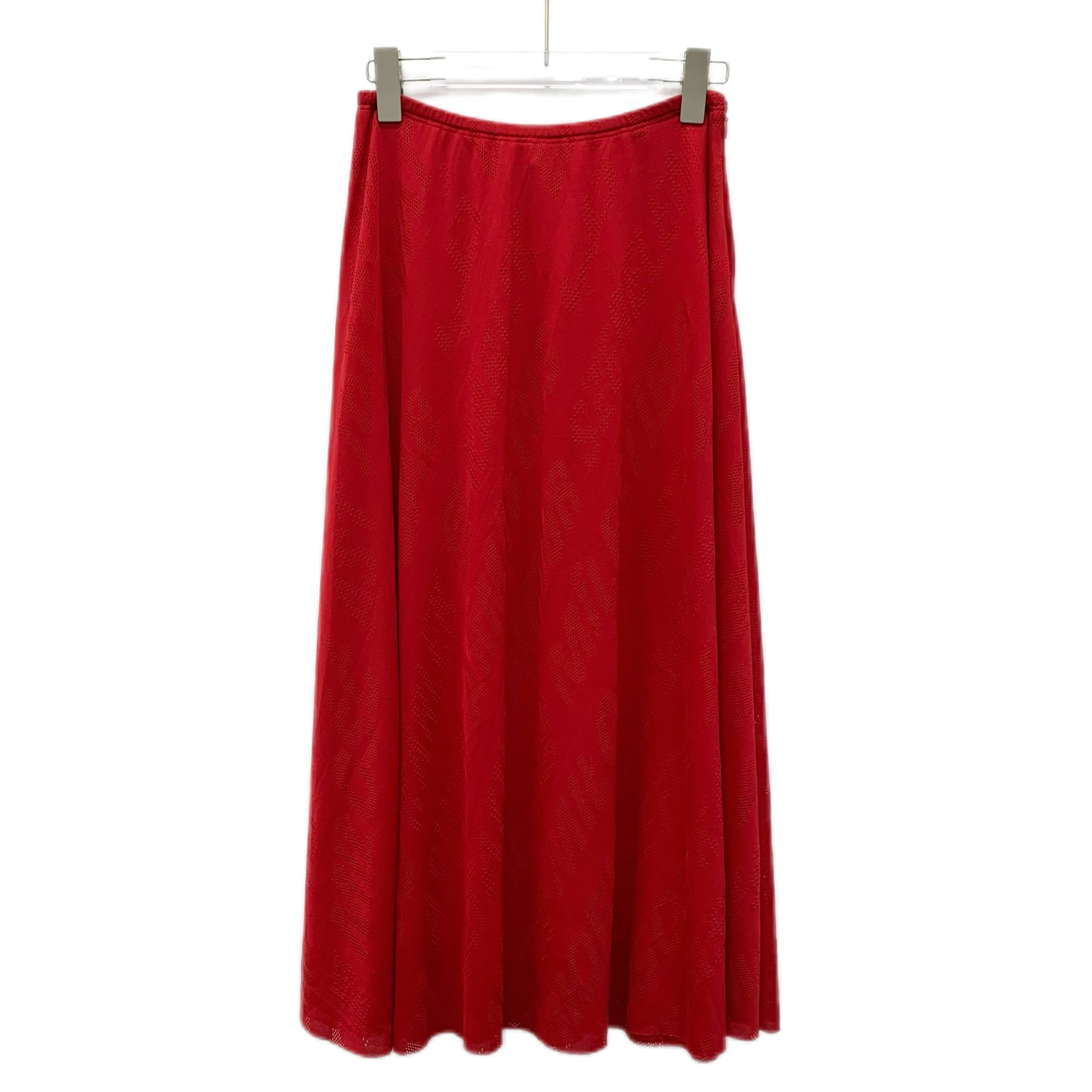 Balenciaga CW0423 Balenciaga Red Maxi Skirt With Textured Pattern Size 26" / US 2 / IT 38 - 1 Thumbnail