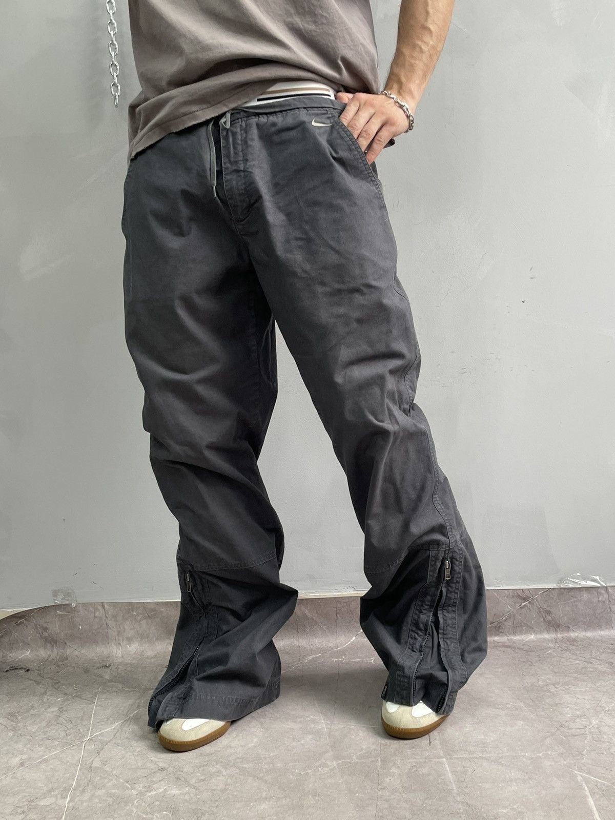 Nike Rare Nike drill zipper swoosh japanese pwnts cargo y2k Size US 34 / EU 50 - 3 Thumbnail