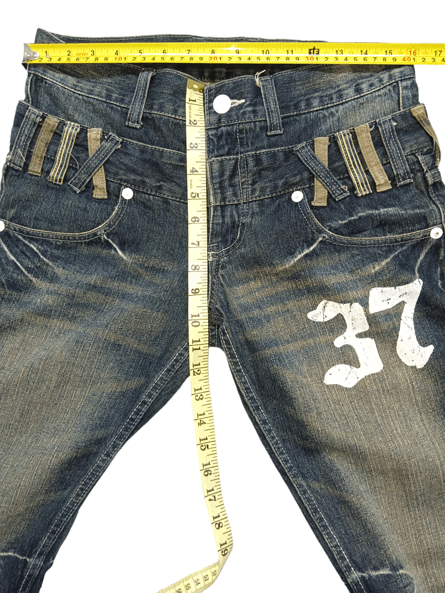 JACKROSE FYE🔥FLARE DOUBLE WAIST💥 JACK SERIKA Punk Angel Wings Denim Size US 32 / EU 48 - 6 Thumbnail