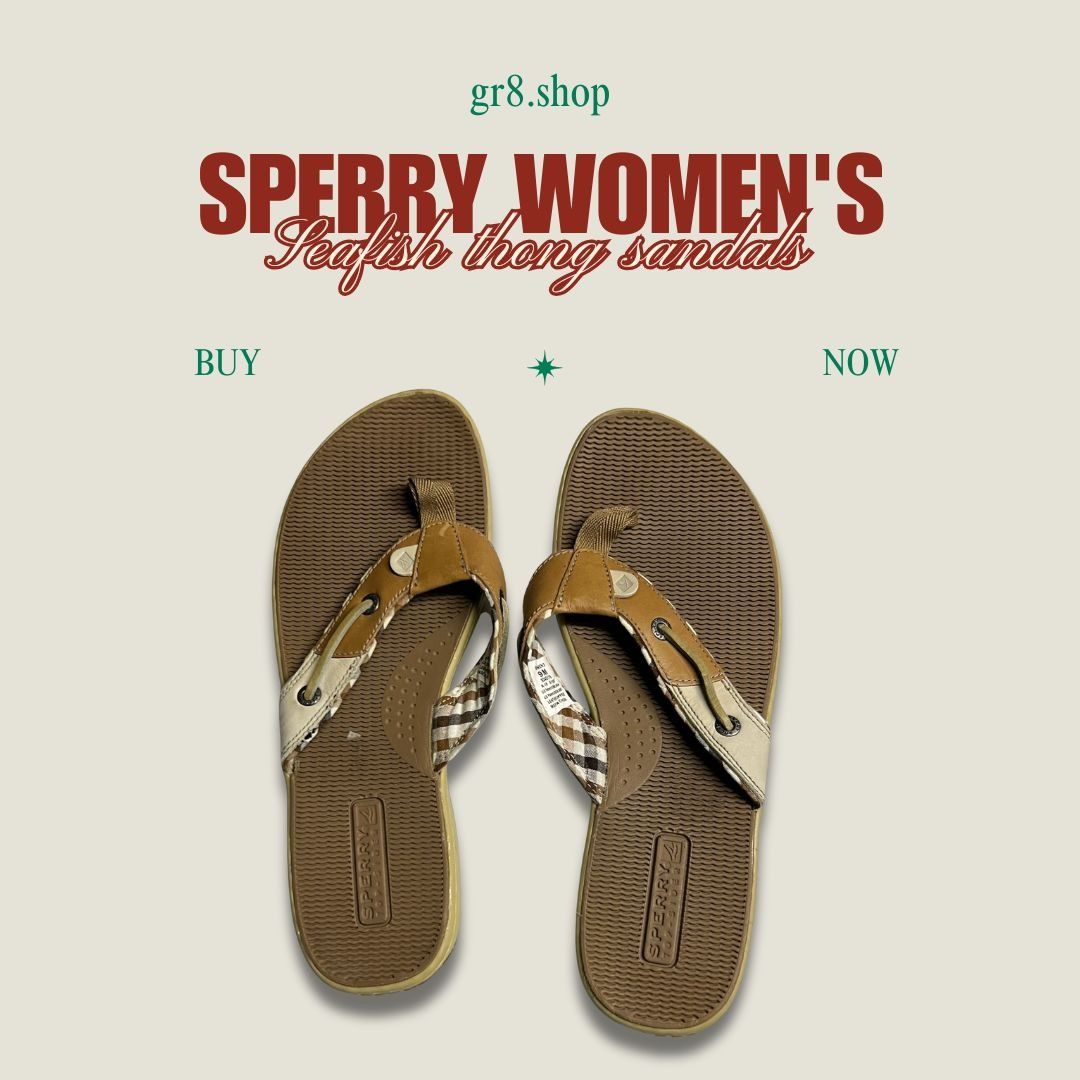 Sperry Sperry Womens Seafish Thong Sandals Size 9 Brown Plaid Leath Size US 9 / IT 39 - 1 Thumbnail