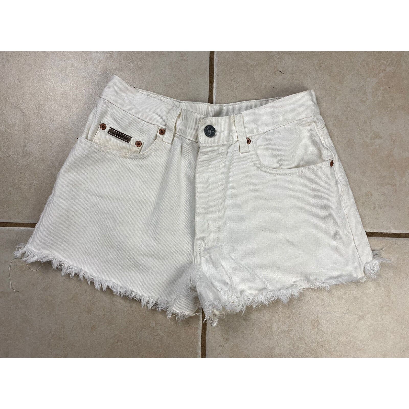 Calvin Klein Calvin Klein Jeans High Rise White Denim Shorts USA 90's Size 27" / US 4 / IT 40 - 1 Thumbnail