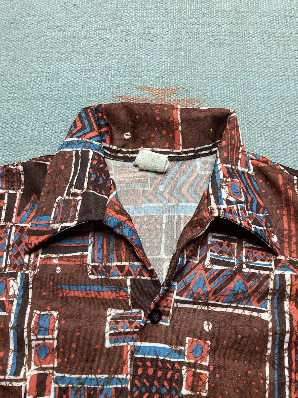 Vintage Vtg 70s disco shirt polyester abstract dagger collar boys 16 Size XS / US 0-2 / IT 36-38 - 3 Thumbnail