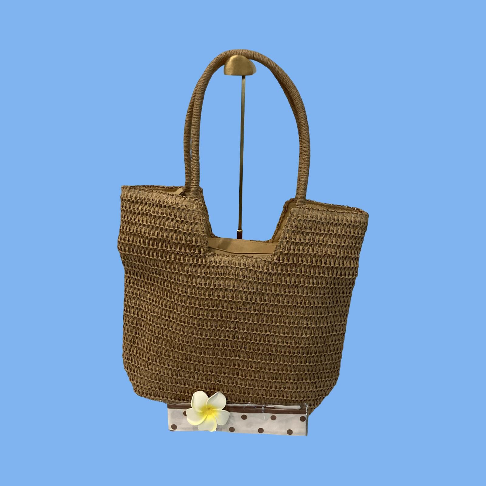 The Unbranded Brand NIB Brown Woven Tote Bag with Zip Closure Size ONE SIZE - 1 Thumbnail