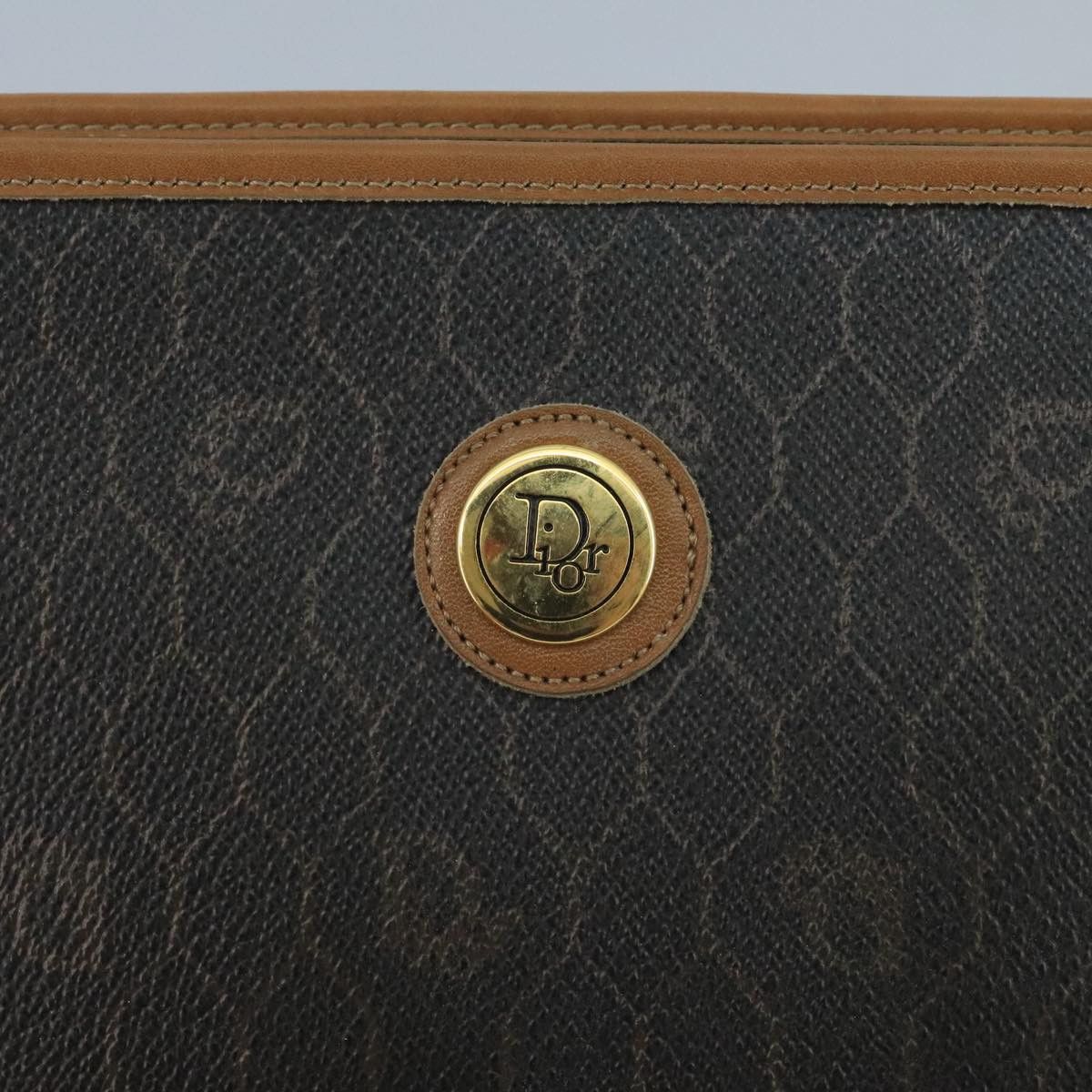 Dior DIOR Honeycomb Canvas Clutch Bag Leather Black Gold Size ONE SIZE - 8 Thumbnail
