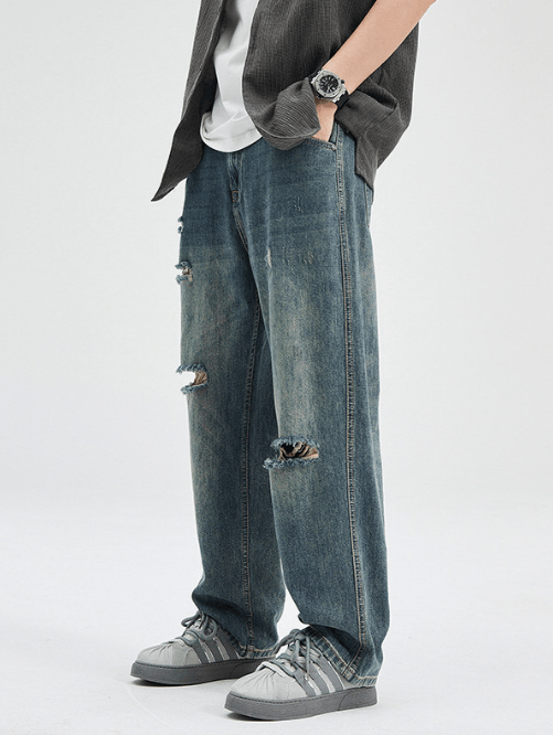 Japanese Brand × Jean Japanese washed distressed retro casual loose ripped jeans Size US 32 / EU 48 - 3 Thumbnail