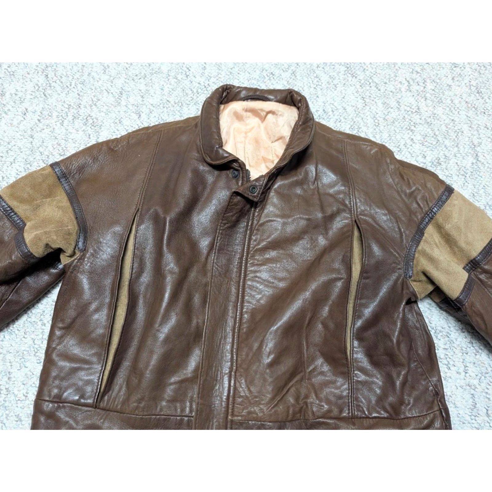 Vintage VINTAGE CUSTOM MOTORCYCLE leather JACKET Men S Brown Striped Lambskin Suede 38 Chest Zip Made in Canada Mens Jacket Size US S / EU 44-46 / 1 - 4 Thumbnail