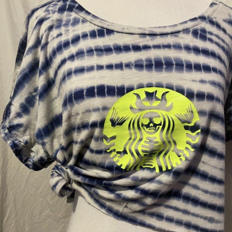 DKNY DKNY, Neon Creepy Skeleton, Tie Dye, Raw Hem, Cropped Tee Size M / US 6-8 / IT 42-44 - 3 Thumbnail
