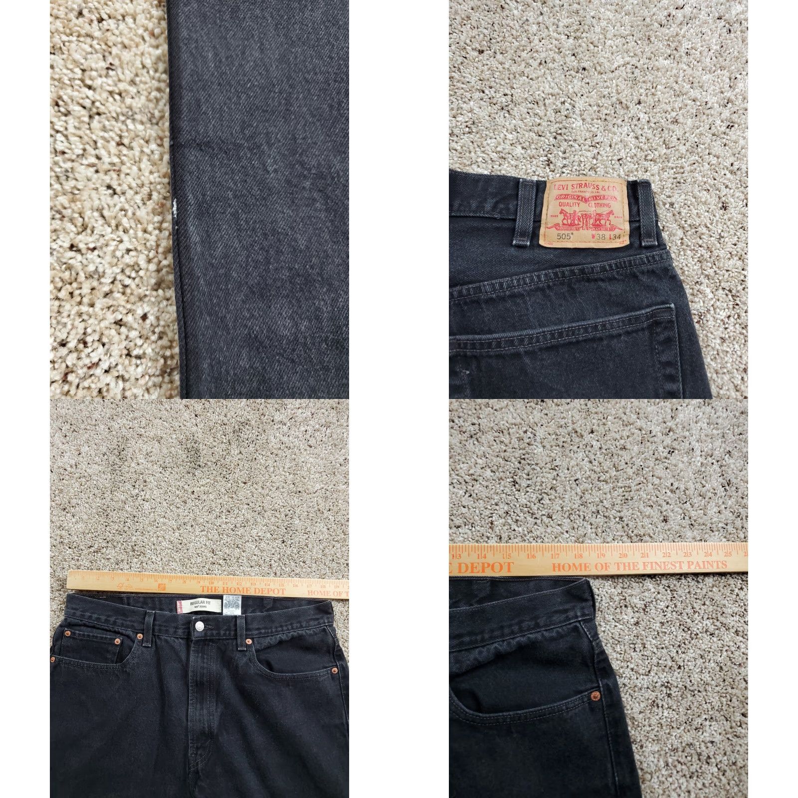 Levi's VINTAGE Levi's 505 Jeans 38x34 Mens Black Regular Fit Straight Leg Cotton Denim Size US 38 / EU 54 - 8 Thumbnail