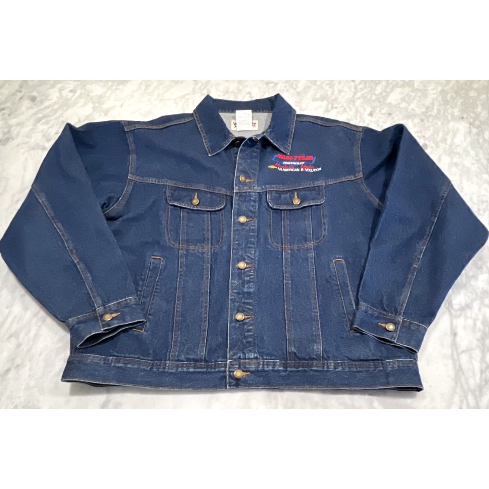 Wrangler VINTAGE Wrangler Rugged Wear Jean Jacket Mens 2XL Blue Denim Jacket USA Logo Embroidered Pockets Button Front Casual Workwear Men Size US 39 - 2 Thumbnail
