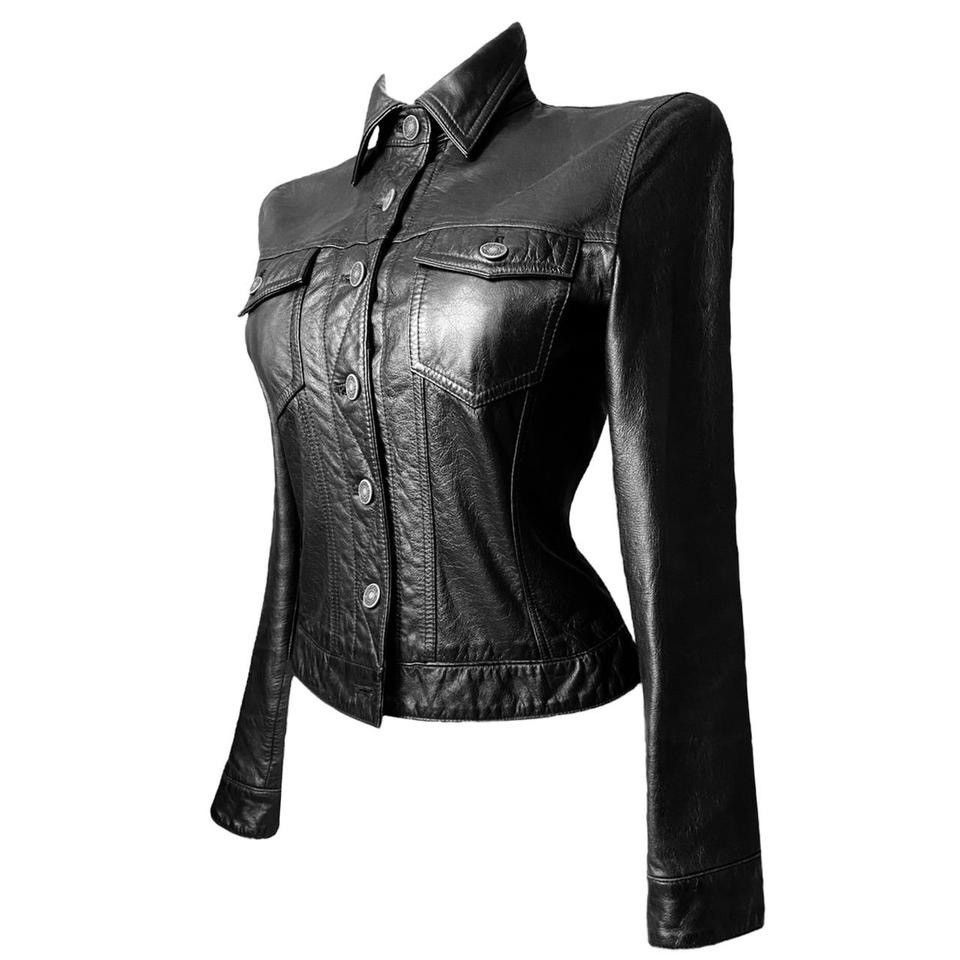 Vintage leather distressed biker Avant Garde jacket 90s