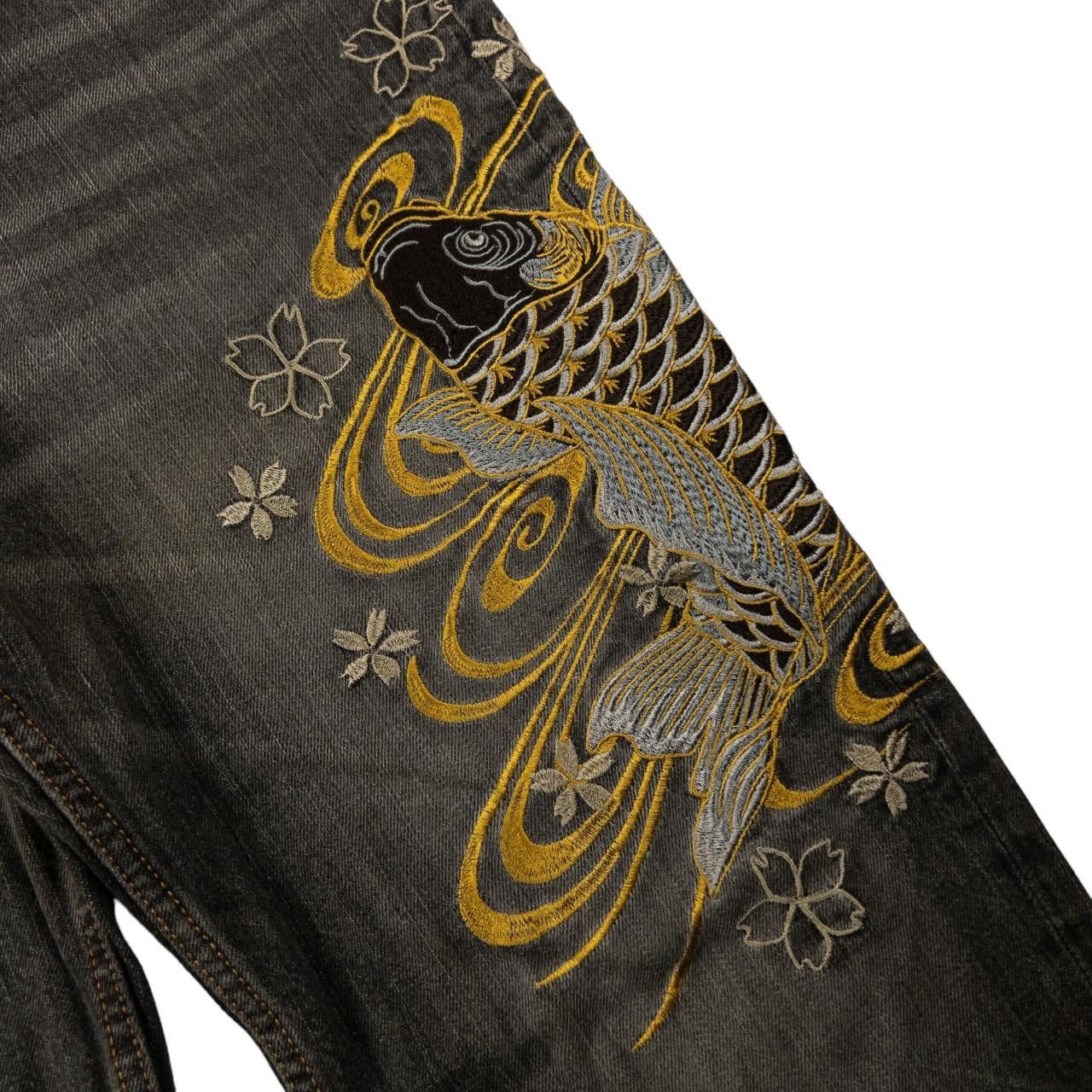 Other Vintage Koi Fish Embroidered Japanese Denim Jeans Size W32 Size US 32 / EU 48 - 6 Thumbnail