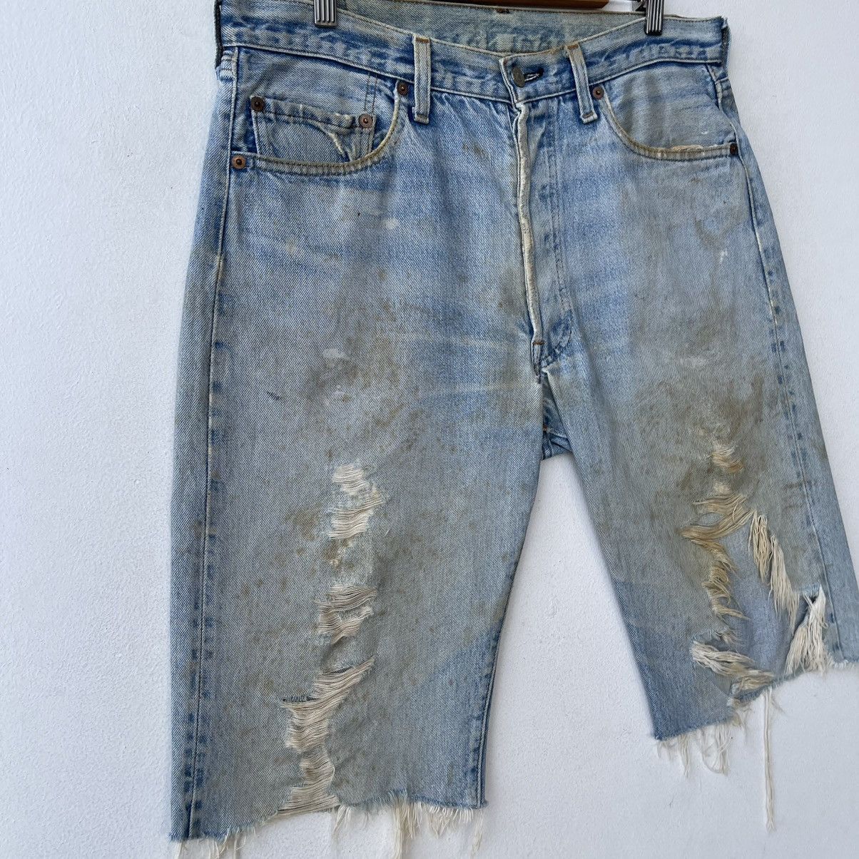 Levi's Thrashed 70s Levi’s 501 Redline Selvedge Denim Shorts Size US 34 / EU 50 - 4 Thumbnail