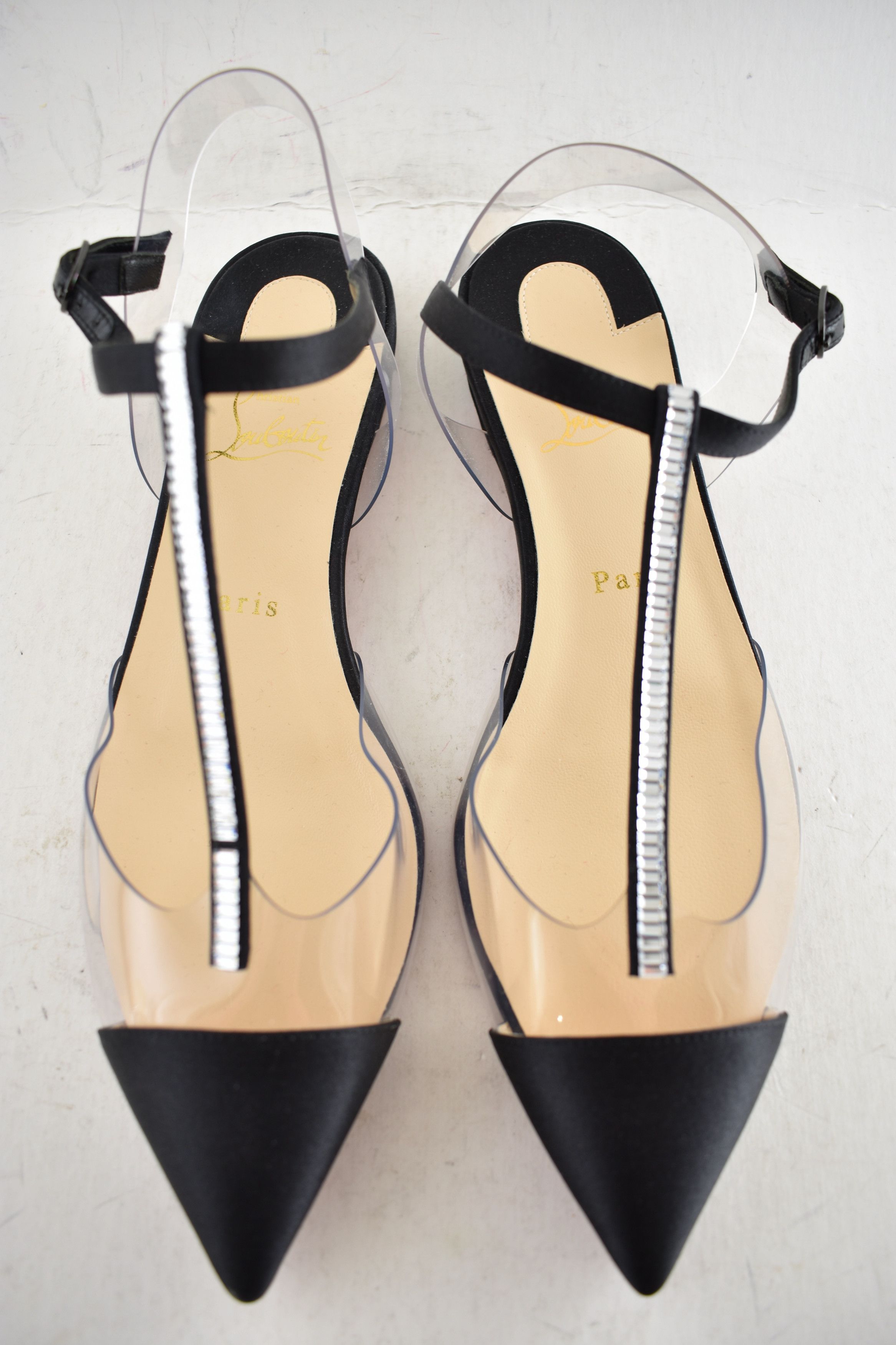 Christian Louboutin Nosy Strass PVC T Strap Pointed Ballerina Ballet Flat 38 Size US 8 / IT 38 - 6 Thumbnail