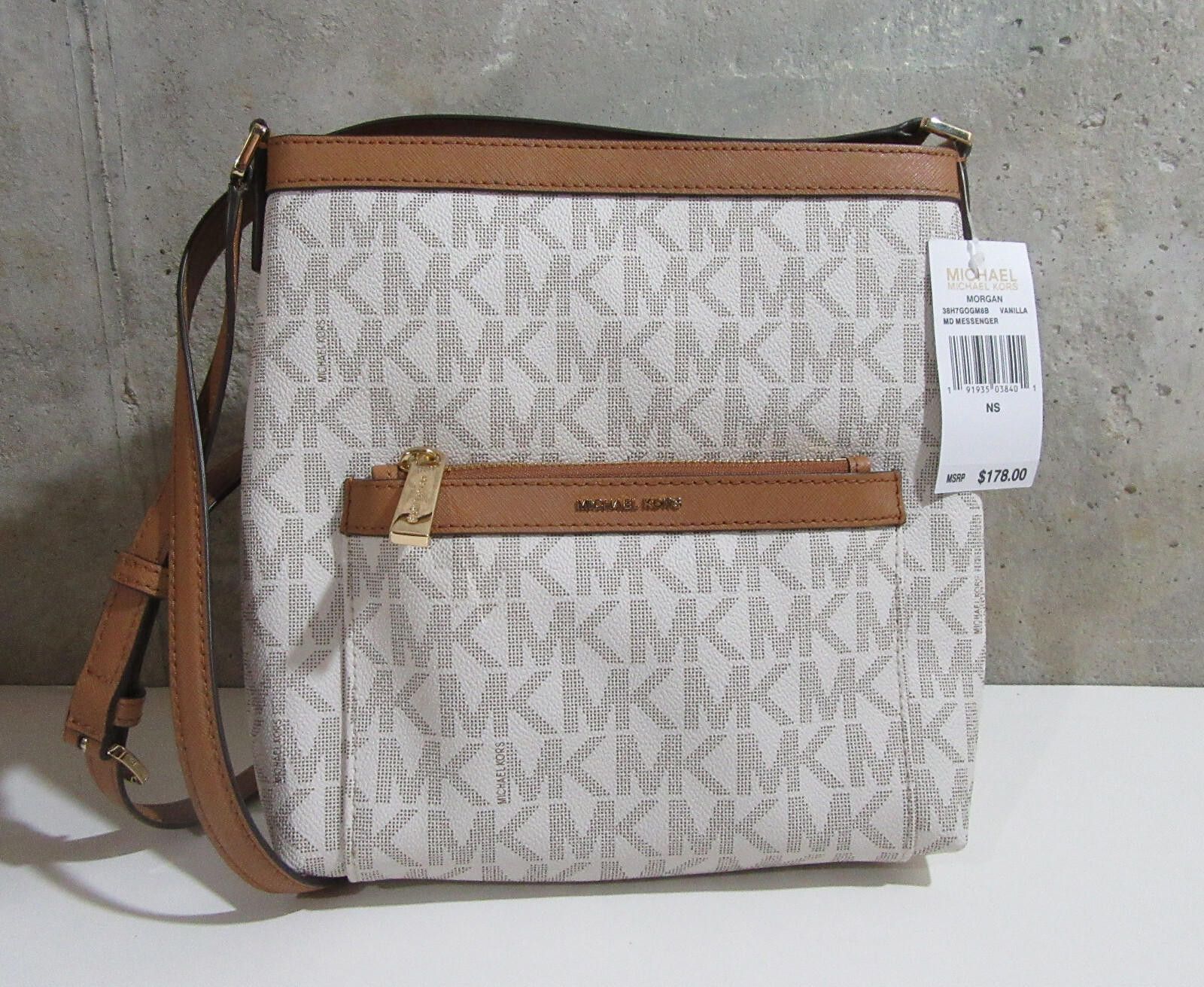 Michael Kors Morgan Medium Messenger Crossbody Bag Vanilla in Brown, Women's