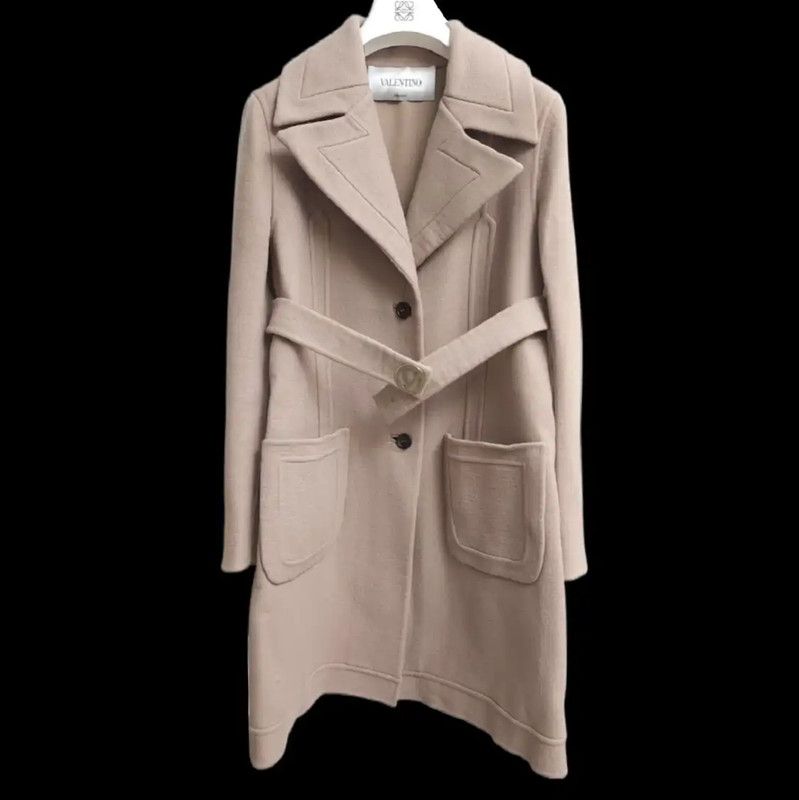 Valentino Valentino Beige Wool Long Coat for Women 0089 Size L / US 10 / IT 46 - 1 Thumbnail