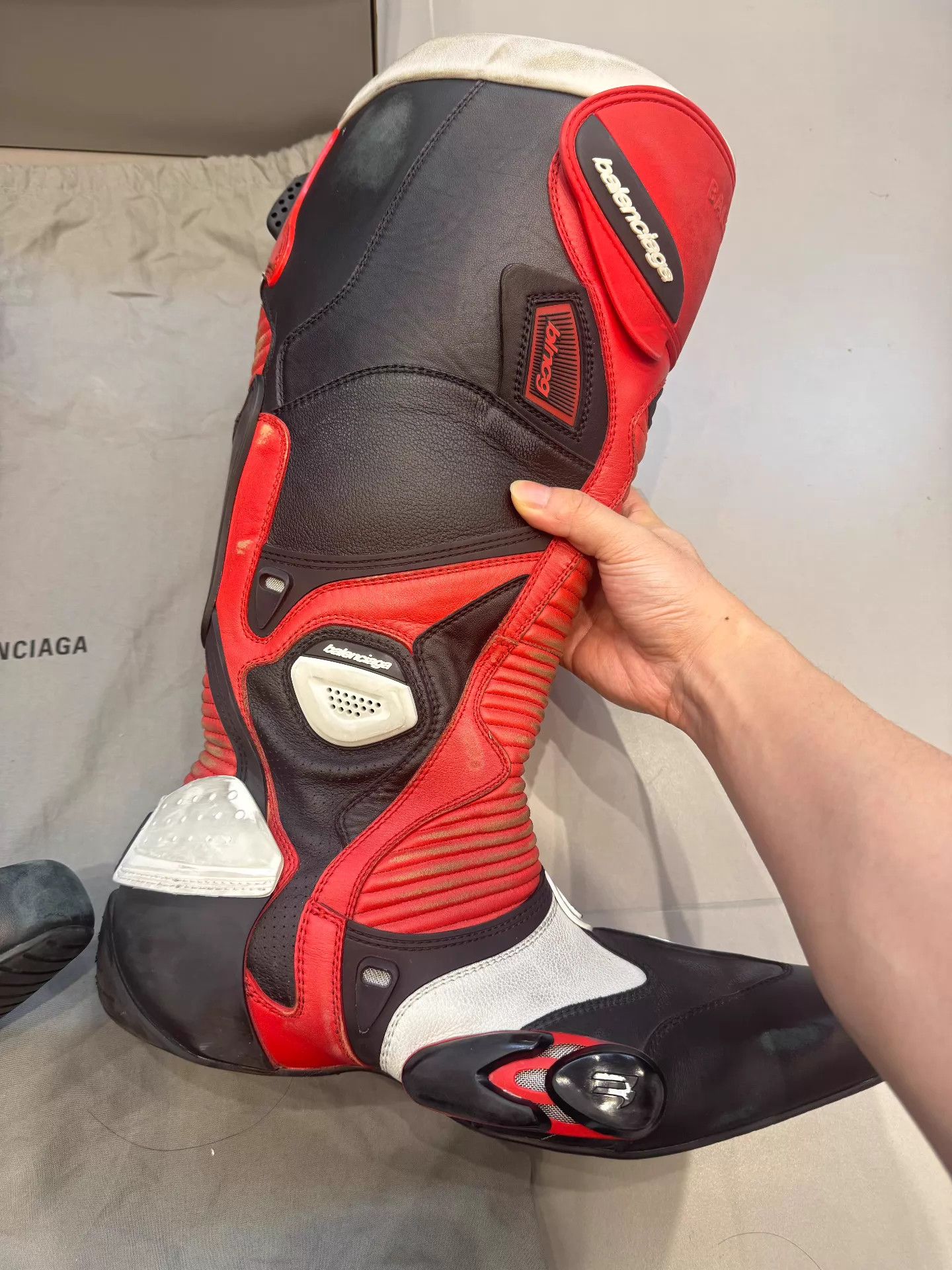 Balenciaga Balenciaga 23AW Biker Boots Black Red Midcalf Leather Size US 9 / EU 42 - 2 Thumbnail