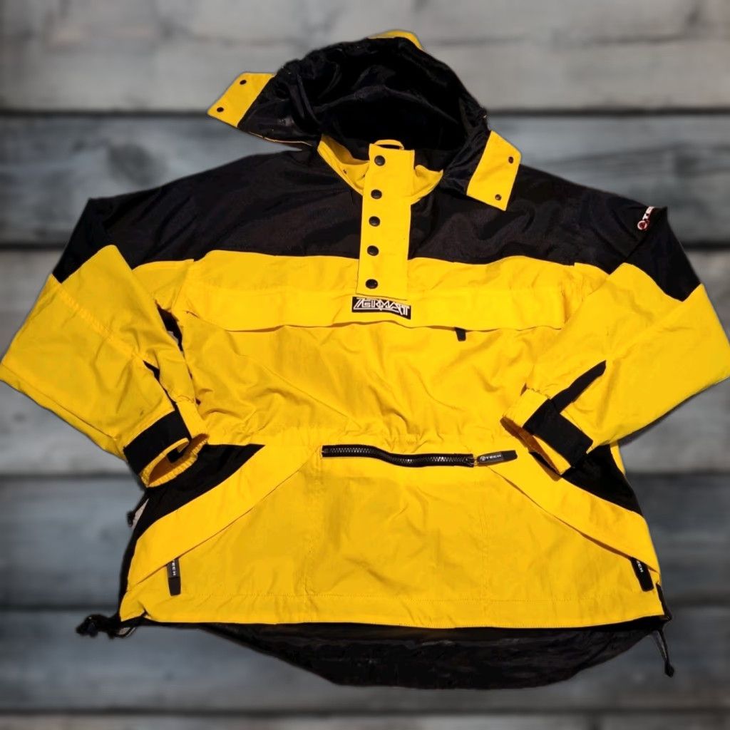 Vintage VINTAGE Zermatt 90s Yellow Half Zip Ski Jacket Mens Size M Hooded Pockets Outdoor Winter Sports Size US M / EU 48-50 / 2 - 1 Thumbnail
