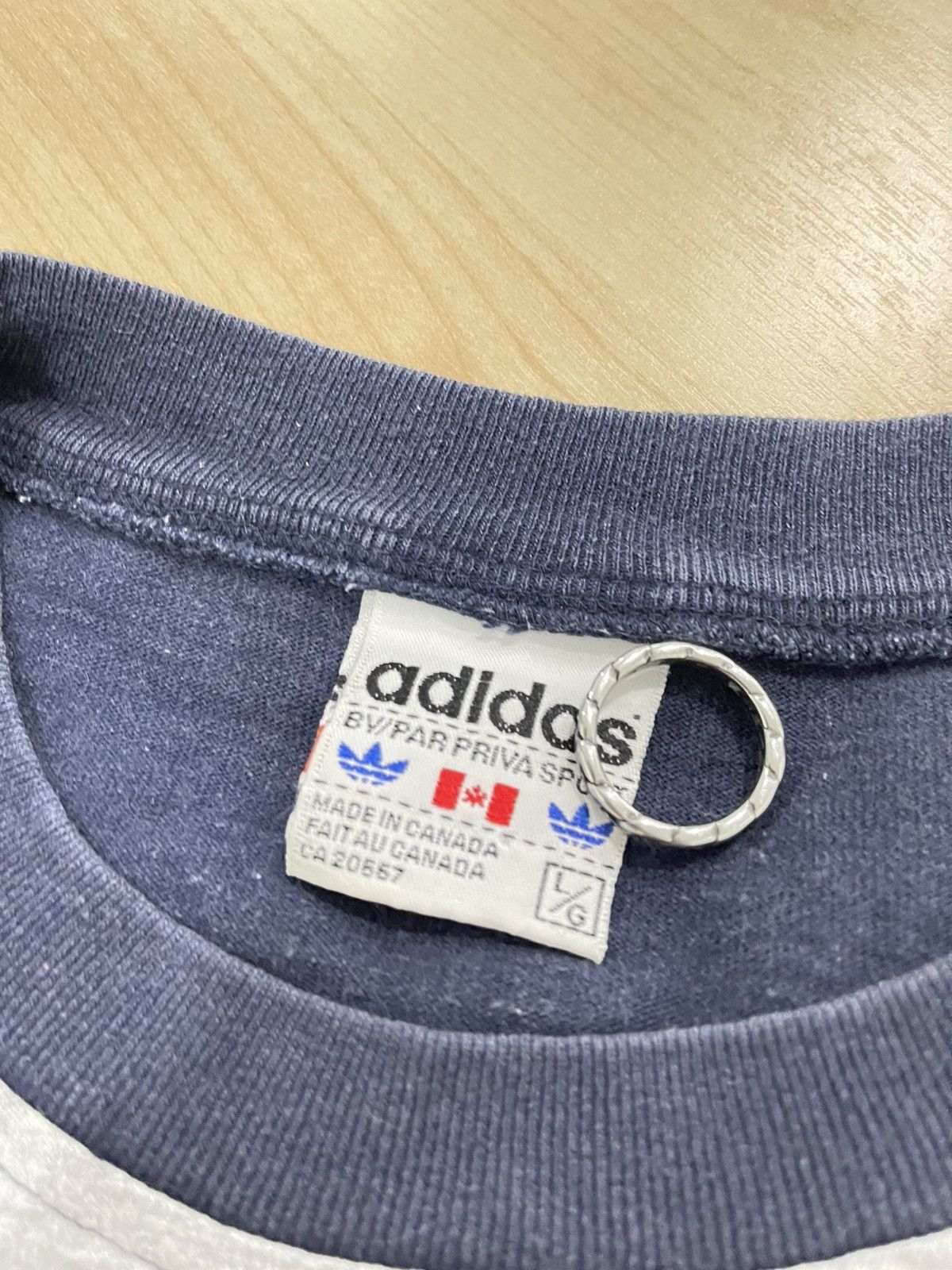 Adidas × Vintage Vintage 90s Adidas "The Brand with The 3 Stripes" Ringer Tee Size US L / EU 52-54 / 3 - 3 Thumbnail