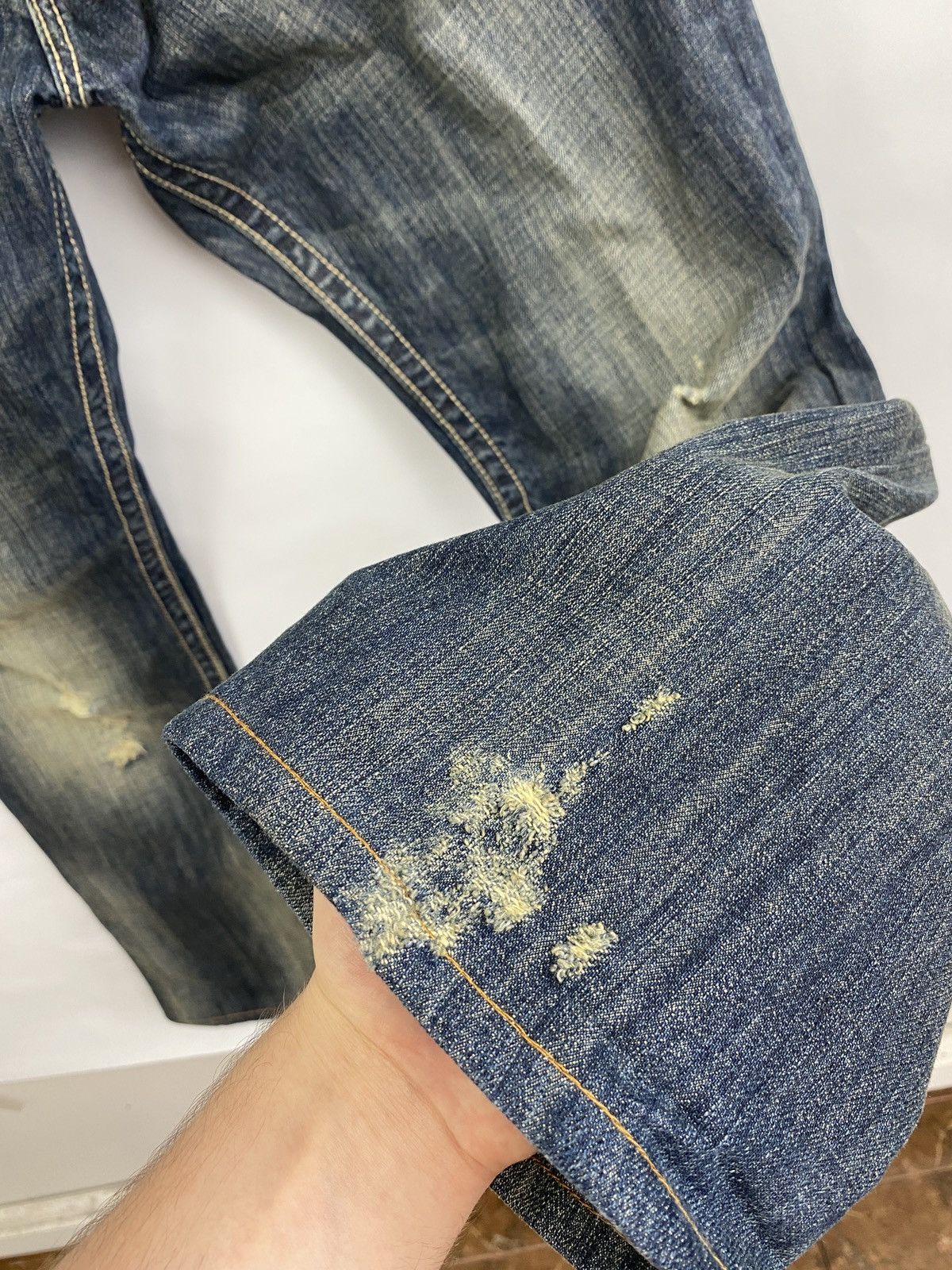 4GSELLER 🇯🇵 Y2K MEK Denim USA Trashed Faded Japan Style Jeans Rare Size US 34 / EU 50 - 20 Thumbnail
