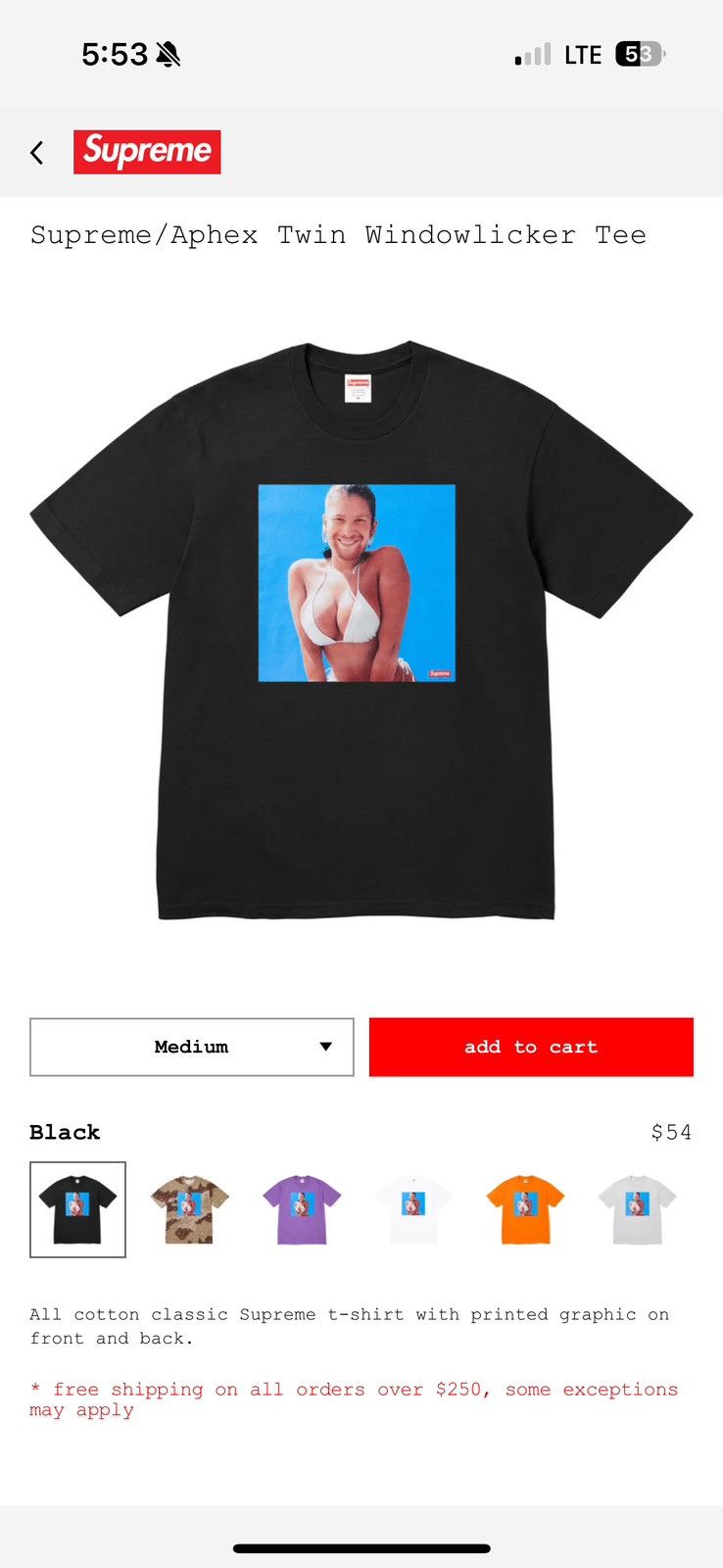 Supreme Aphex Twin Windowlicker Tee