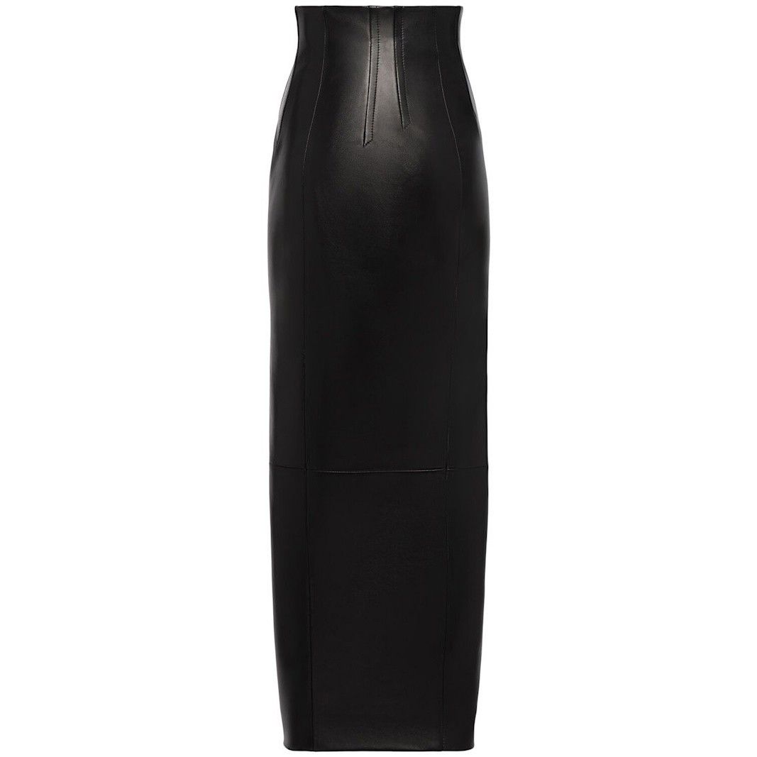 KHAITE KHAITE A line Black Gres Leather Midi Skirt New/Authentic (W Size 26" / US 2 / IT 38 - 2 Thumbnail