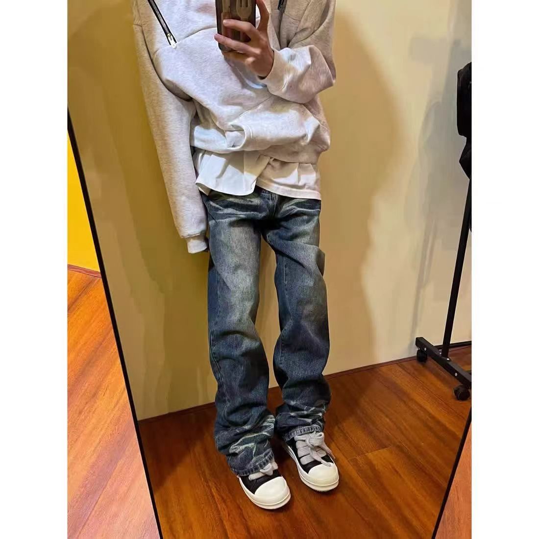Japanese Brand × Jean Vintage washed textured baggy micro flare jeans Size US 34 / EU 50 - 1 Thumbnail