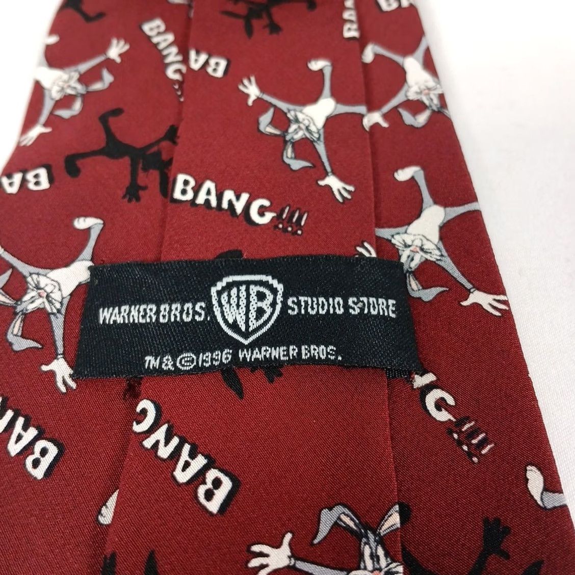 Vintage VINTAGE Warner Bros. Men Necktie Silk 3.75" Burgundy Buggs Bunny Looney Tunes 57" Men Size ONE SIZE - 4 Thumbnail