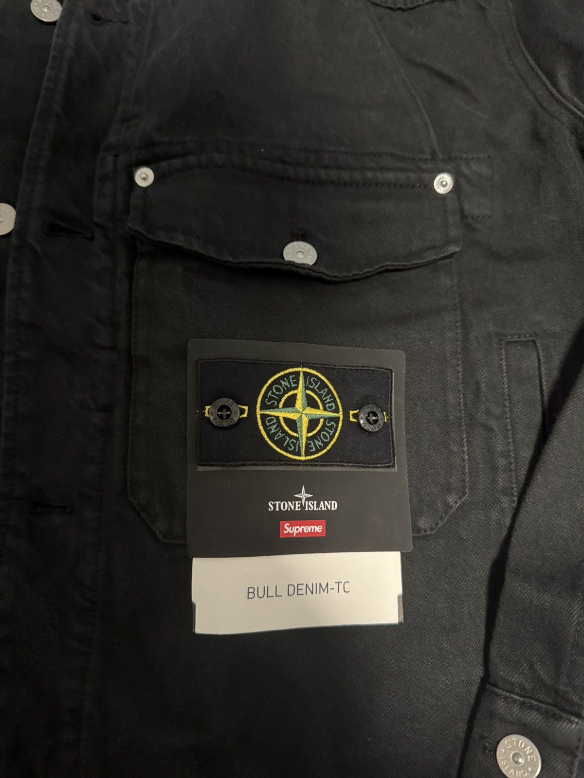 Stone Island × Supreme Supreme stone island denim Trucker jacket black Size US L / EU 52-54 / 3 - 4 Thumbnail