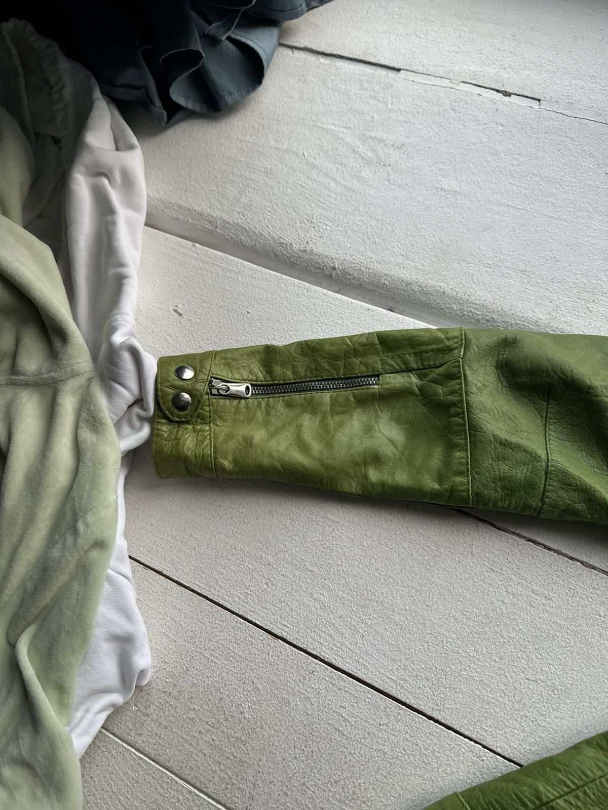 Other 🚨Y2K RICK OWENS TYPE DIRTY SLIM FIT ZIP LEATHER JACKET Size M / US 6-8 / IT 42-44 - 16 Thumbnail