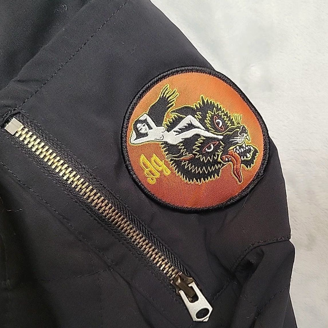 Vintage Analog Mens Jacket Full Zip Quilted Insulated Bomber Nylon Black M Size Pockets Logo Embroidered Wool Patch Lining Polyester Tie Dye Size US M / EU 48-50 / 2 - 4 Thumbnail