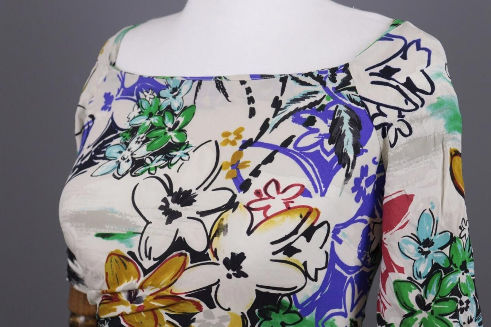 Etro Etro Milano White Floral Silk Bodycon Dress Size 42 / M Size M / US 6-8 / IT 42-44 - 8 Thumbnail