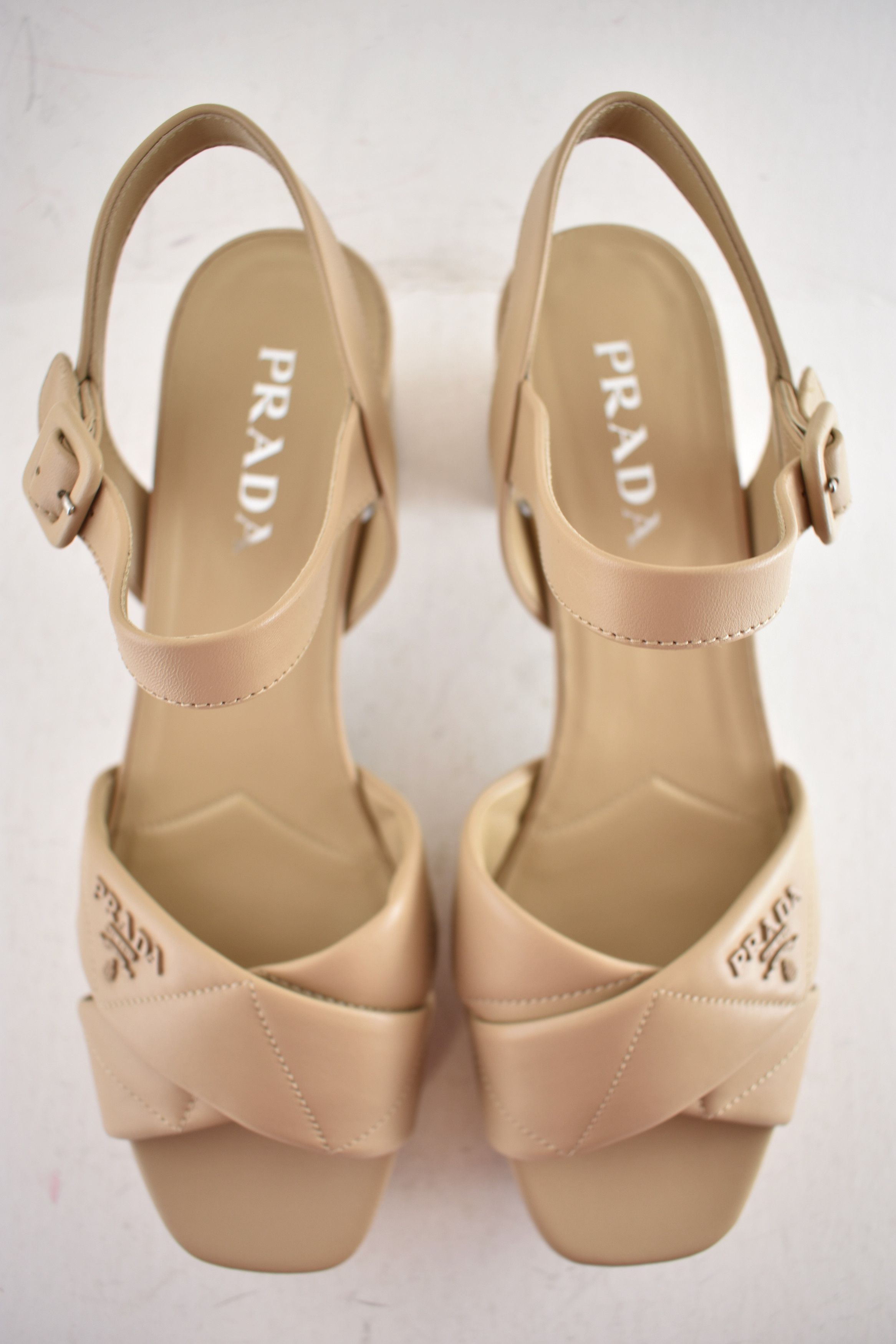 Prada Prada 65mm Nude Platform Sandal Ankle Strap Block Heel 41 Size US 11 / IT 41 - 13 Thumbnail