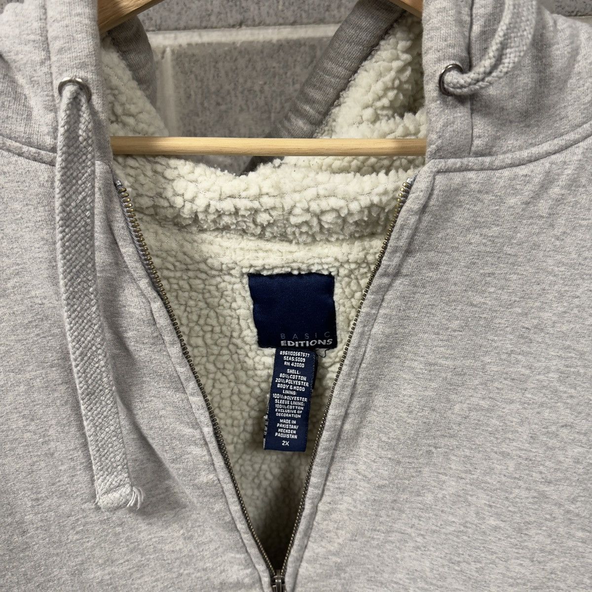 Vintage Faded Sherpa Fleece Lined Zip Up Hoodie ERD Grunge Size US XXL / EU 58 / 5 - 4 Thumbnail