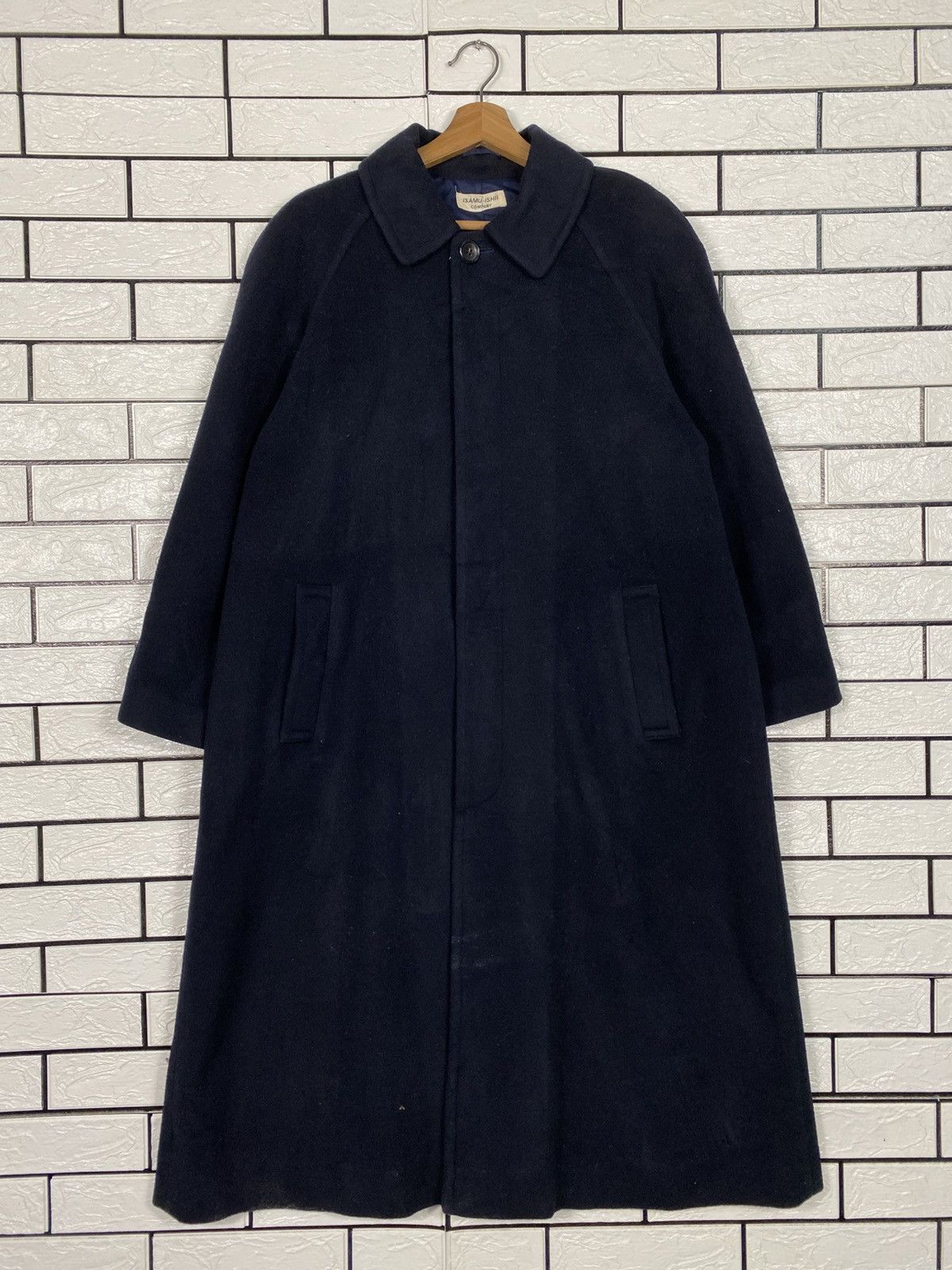 Isamu Katayama Backlash 📌Vintage Wool Overcoat Isamu Ishii Company Herringbone Size US M / EU 48-50 / 2 - 2 Thumbnail